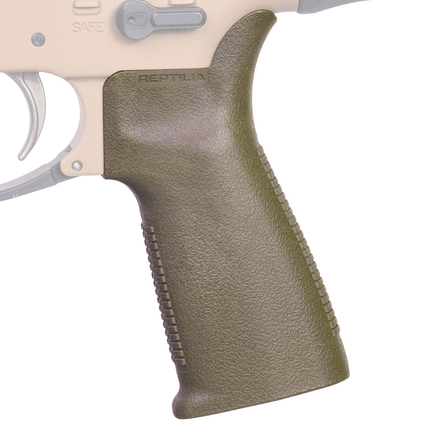 Reptilia CQG-L Grip Impugnatura Ergonomica per AR15/SR-25 in Nylon Rinforzato con Angolo Verticale da 13 Gradi Texture Antiscivolo Anteriore e Posteriore Beaver Tail Rialzato e Lunghezza Maggiorata di 0,5 Pollici per Maggiore Controllo e Comfort su Piattaforme AR