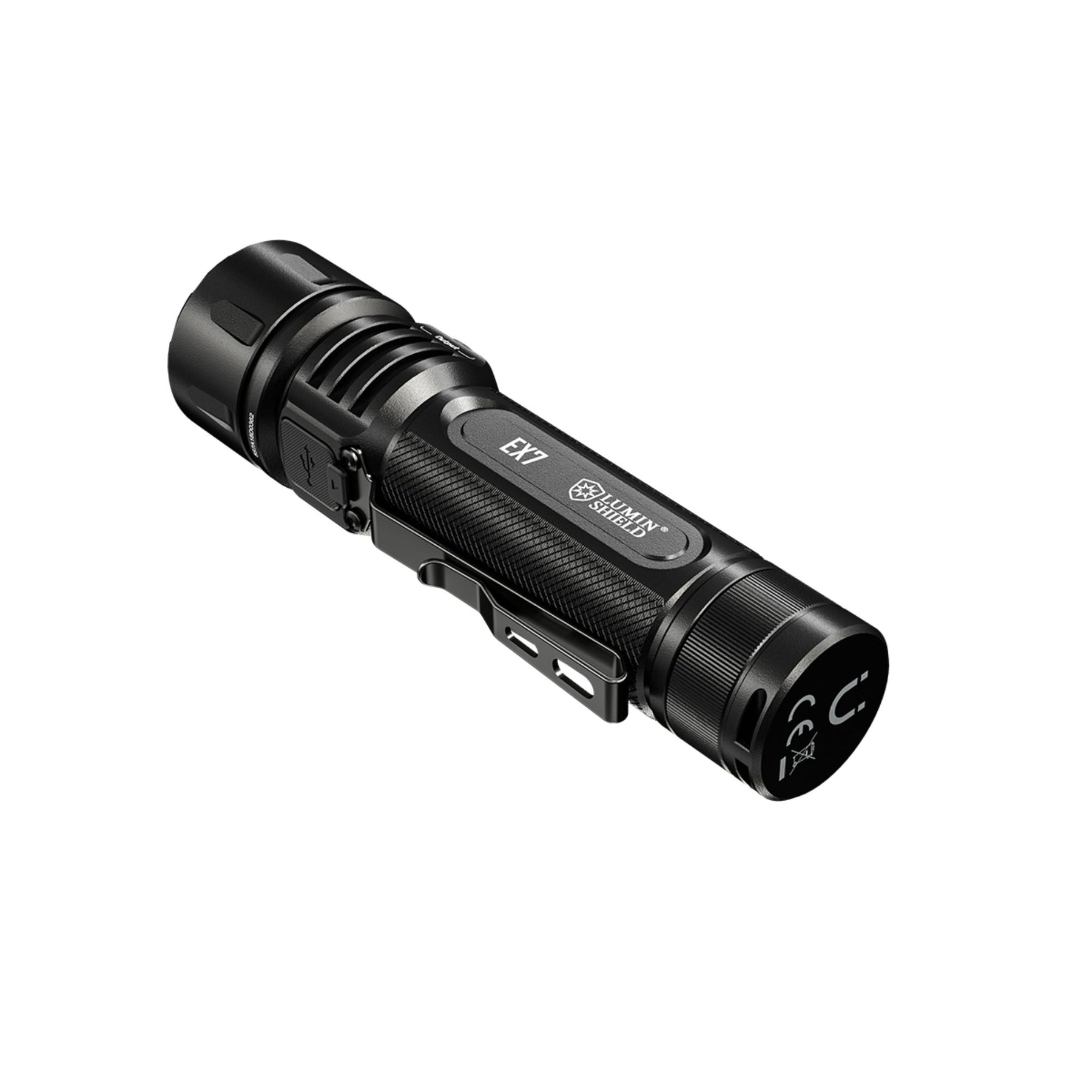 Nitecore EX7 Torcia Tattica Ricaricabile 6000 Lumen. Corpo compatto in alluminio con 4 LED M515S e tecnologia Lumin Shield per fascio variabile Spot/Flood/Mix. Switch laterale, base magnetica e ricarica USB-C. Ideale per ricerca, soccorso e uso professionale.