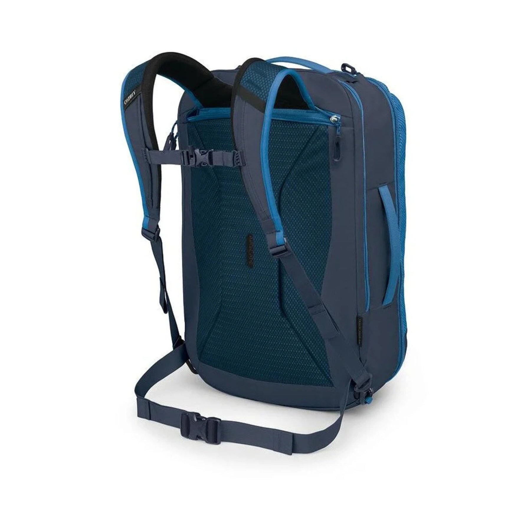 Osprey Transporter Travel Pack 44 zaino da viaggio da 44 litri con spallacci imbottiti, maniglia laterale e scomparti con cerniera in tessuto tecnico robusto. Ideale come bagaglio a mano per outdoor e trekking.