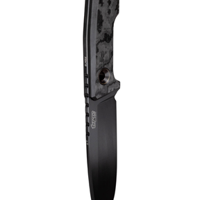 TRC Urban Tactical Signature Series Coltello a lama fissa in acciaio Elmax e impugnatura in carbonio. Versatile coltello da esterno e tattico con fodero Kydex e sistema di trasporto per cintura.