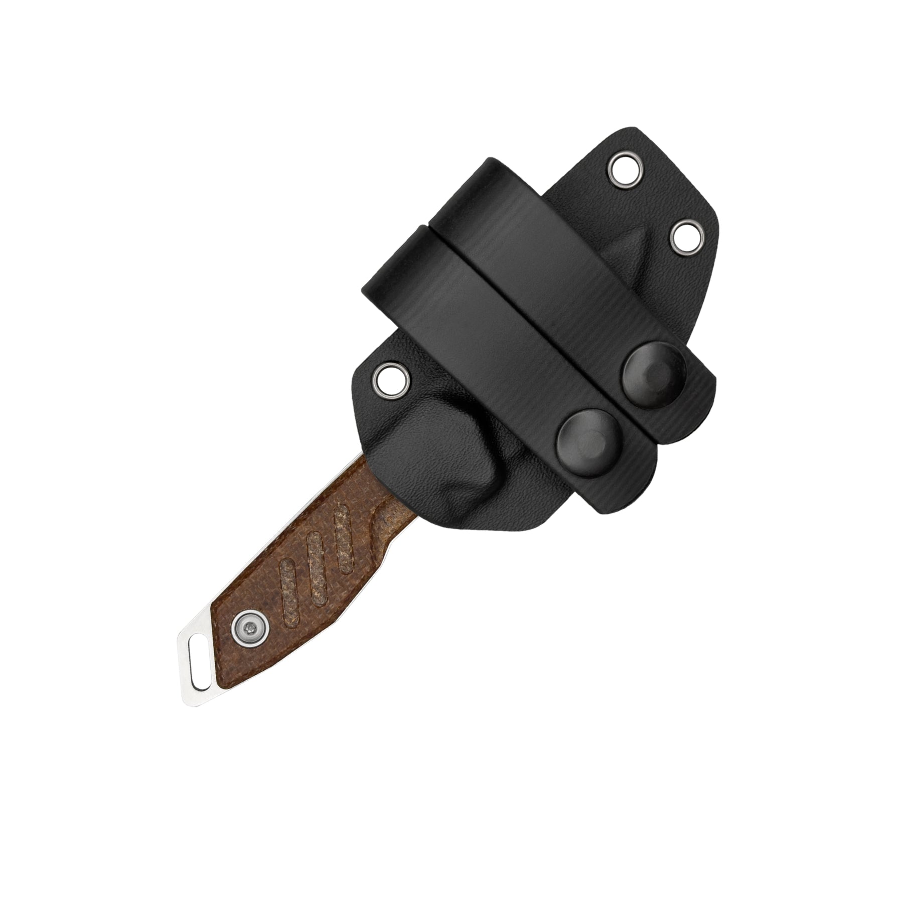 Extrema Ratio BFK NANO coltello a lama fissa neck knife compatto con lama drop point in acciaio, guancette ergonomiche sagomate e foro passante per cordino da porto al collo o EDC tattico