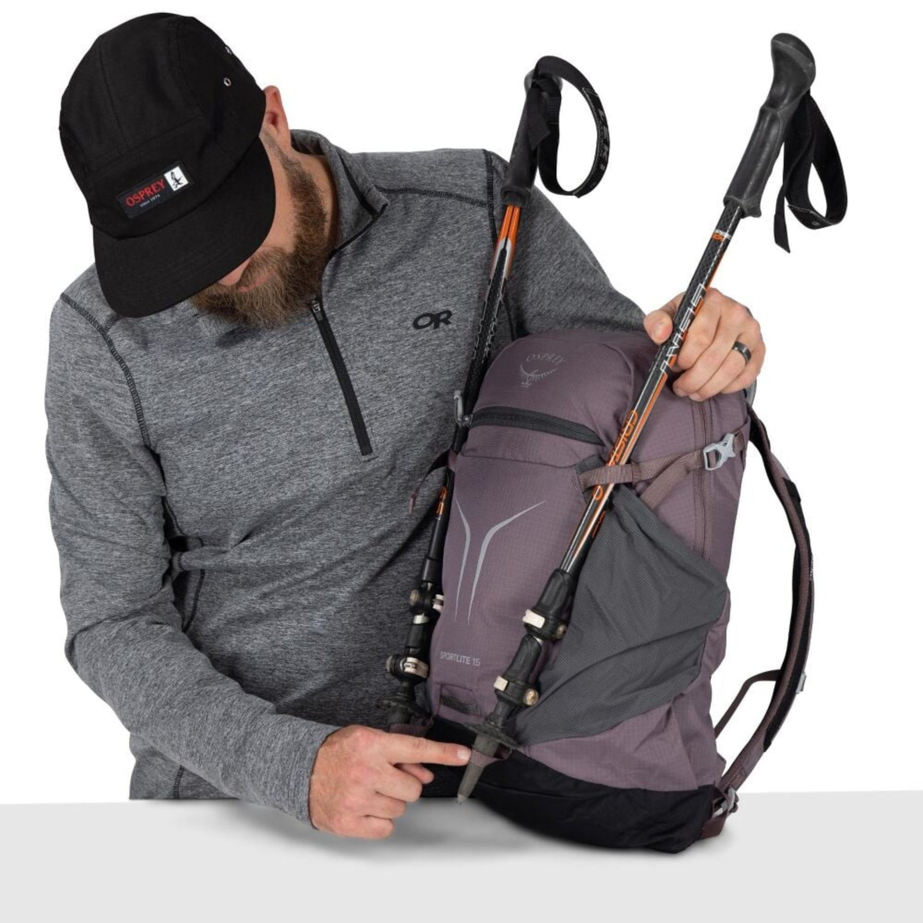 OSPREY SPORTLITE 15 Zaino da trekking da 15 litri con schienale traspirante AirScape, apertura a zip, tasche elasticizzate, scomparto idratazione e cinghie di compressione, ideale per escursioni, collezione 2026