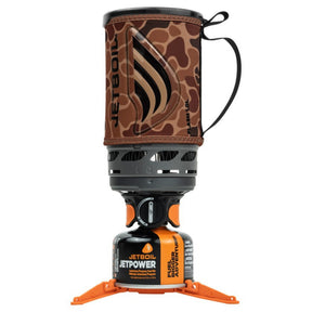 Jetboil Flash Fast Boil System fornello a gas da campeggio con tazza integrata da 1.0L munita di custodia isolante e indicatore termocromatico di ebollizione poggiato su cartuccia di combustibile Jetpower stabilizzata da treppiede per escursionismo e outdoor