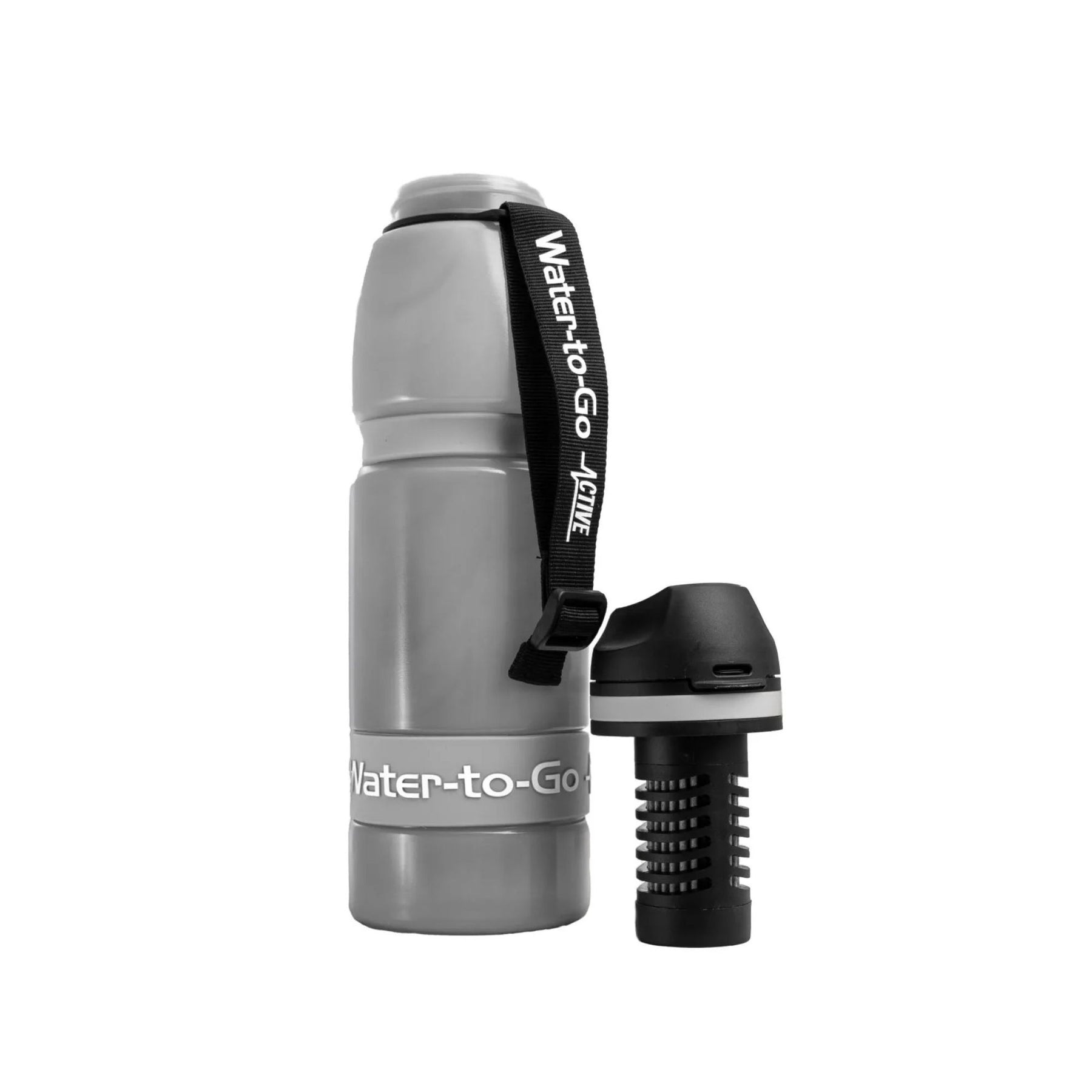 Water-to-Go Eco Active Bottle 1 L borraccia filtrante con sistema di purificazione integrato e tappo con filtro rimovibile inclusa di cinturino da polso Active per sport e outdoor.