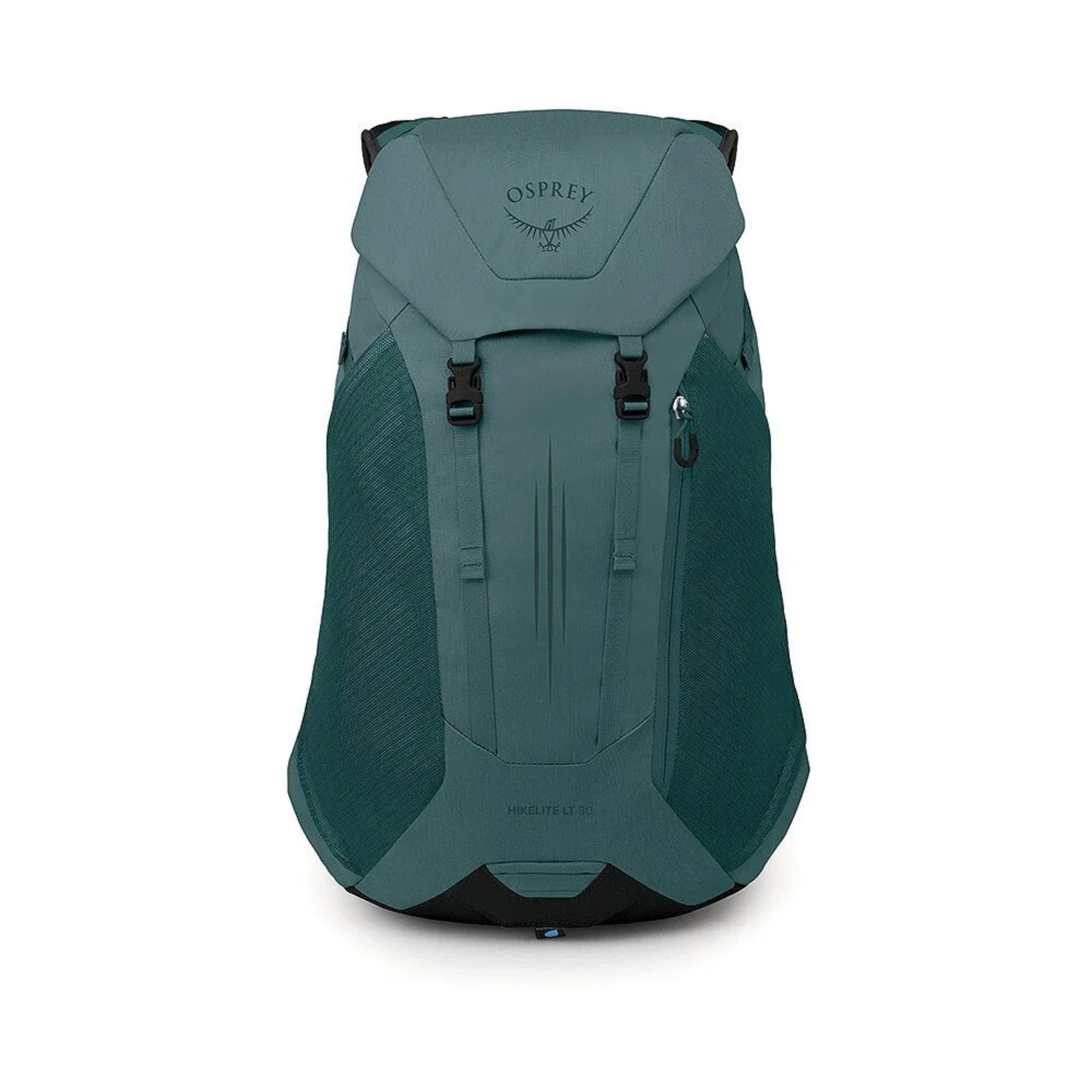 Osprey Hikelite LT 30 Zaino da 30 L ultraleggero da trekking ed escursionismo con schienale ventilato AirSpeed, tasche laterali in rete elasticizzata, spallacci ergonomici e chiusura a cappuccio con fibbie per outdoor su sfondo bianco.