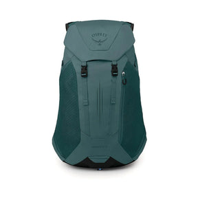 Osprey Hikelite LT 30 Zaino da 30 L ultraleggero da trekking ed escursionismo con schienale ventilato AirSpeed, tasche laterali in rete elasticizzata, spallacci ergonomici e chiusura a cappuccio con fibbie per outdoor su sfondo bianco.
