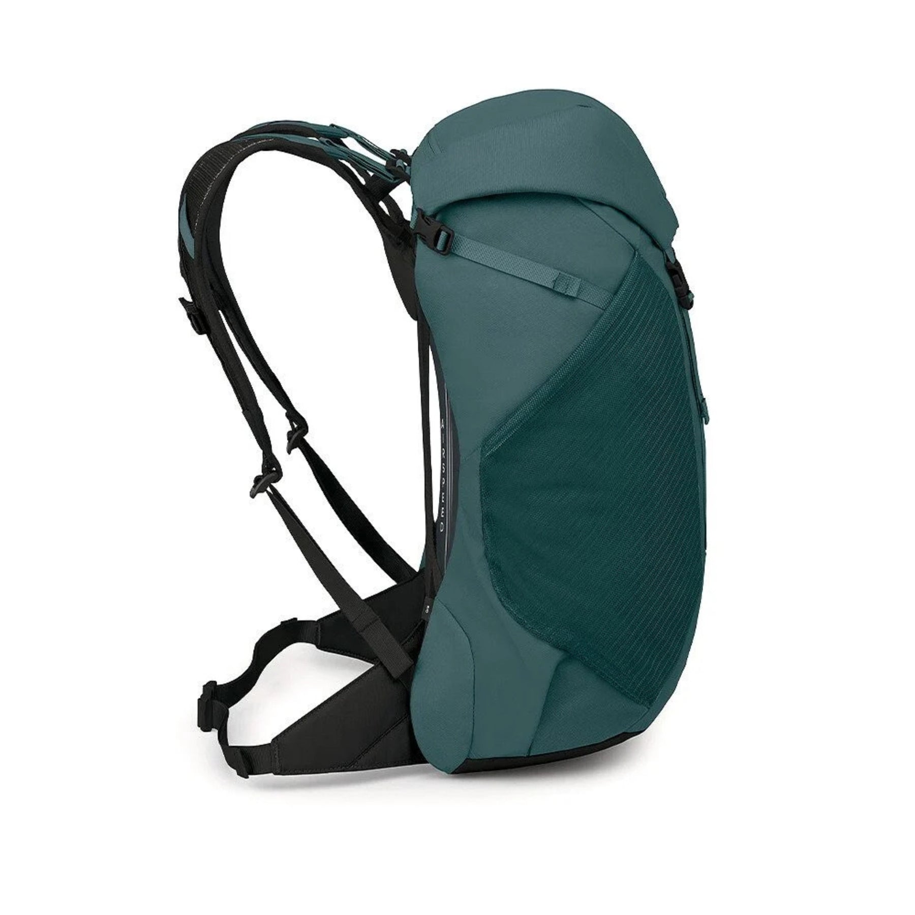 Osprey Hikelite LT 30 Zaino da 30 L ultraleggero da trekking ed escursionismo con schienale ventilato AirSpeed, tasche laterali in rete elasticizzata, spallacci ergonomici e chiusura a cappuccio con fibbie per outdoor su sfondo bianco.
