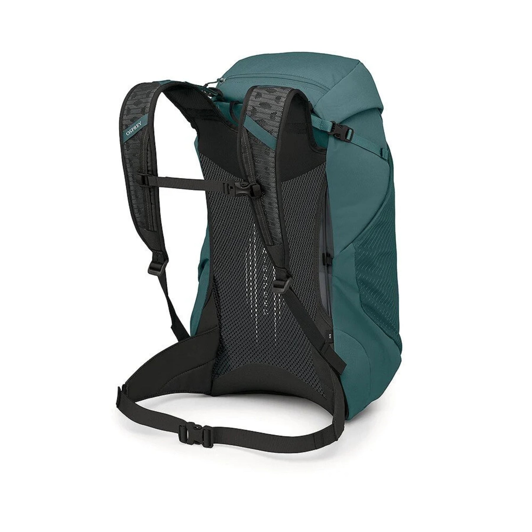 Osprey Hikelite LT 30 Zaino da 30 L ultraleggero da trekking ed escursionismo con schienale ventilato AirSpeed, tasche laterali in rete elasticizzata, spallacci ergonomici e chiusura a cappuccio con fibbie per outdoor su sfondo bianco.