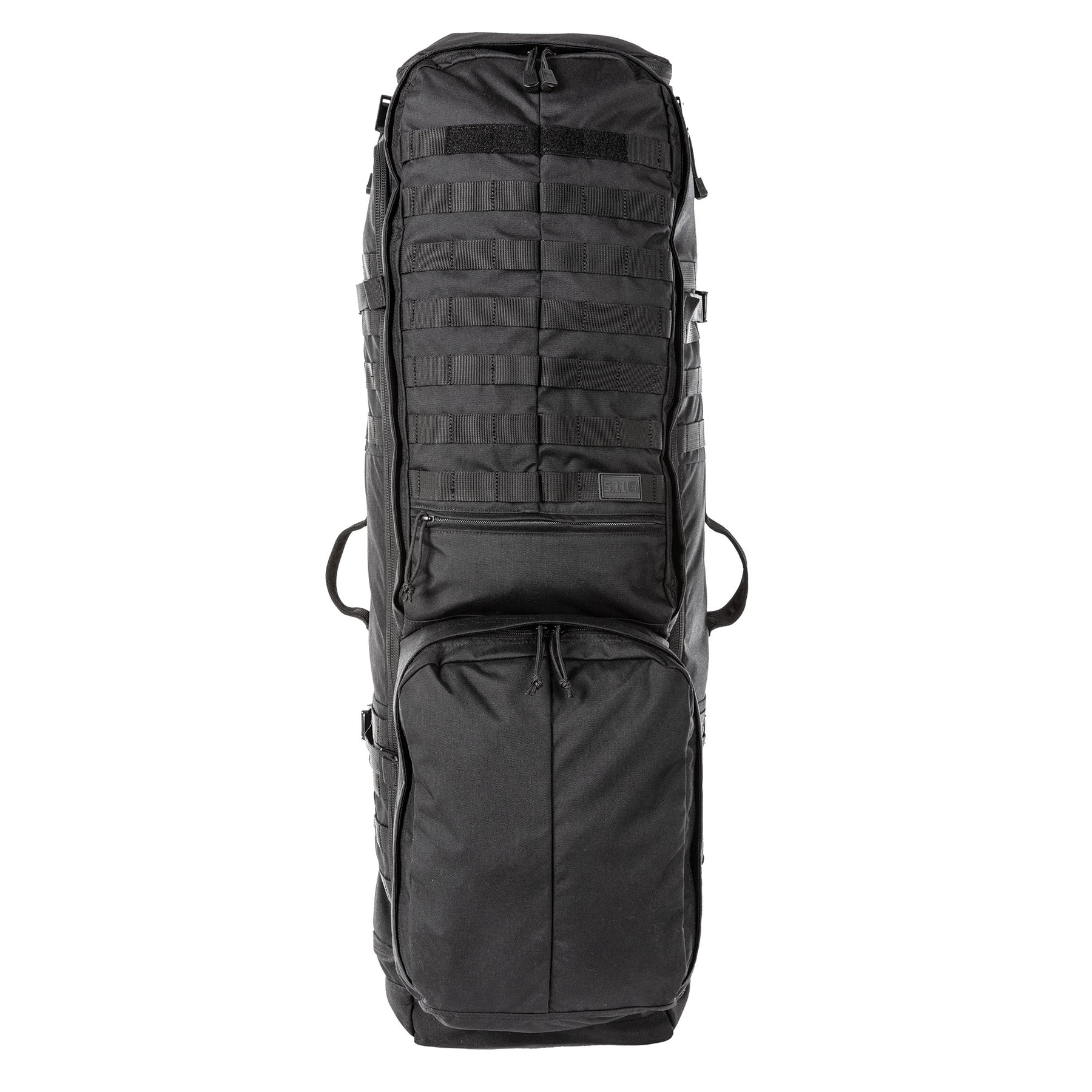 5.11 RUSH Sierra One, zaino tattico da 62L con telaio interno in alluminio e Nylon 500D/1050D, sistema MOLLE frontale e laterale per espansione modulare, scomparto principale imbottito.