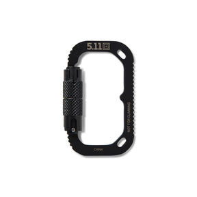 Carabiner 5.11 Hardpoint L3 con meccanismo di bloccaggio zigrinato, capacità di carico 100 kg, accessorio tattico per trasporto attrezzatura outdoor e militare, su backpacco.it