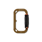 Carabiner 5.11 Hardpoint L3 con meccanismo di bloccaggio zigrinato, capacità di carico 100 kg, accessorio tattico per trasporto attrezzatura outdoor e militare, su backpacco.it