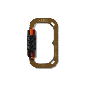 Carabiner 5.11 Hardpoint L3 con meccanismo di bloccaggio zigrinato, capacità di carico 100 kg, accessorio tattico per trasporto attrezzatura outdoor e militare, su backpacco.it