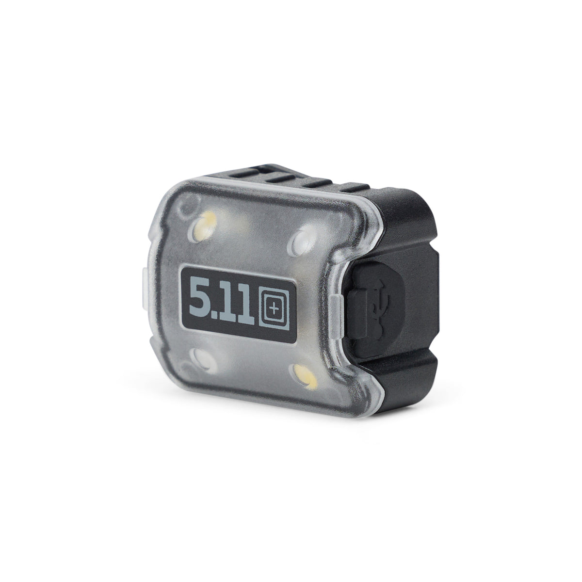 5.11 Deploy ML-USB Safety Segnalatore luminoso compatto ricaricabile tramite porta USB integrata protetta da tappo in gomma. Dispositivo di illuminazione di sicurezza con quattro LED e logo 5.11 frontale per alta visibilità in ambito tattico e outdoor.