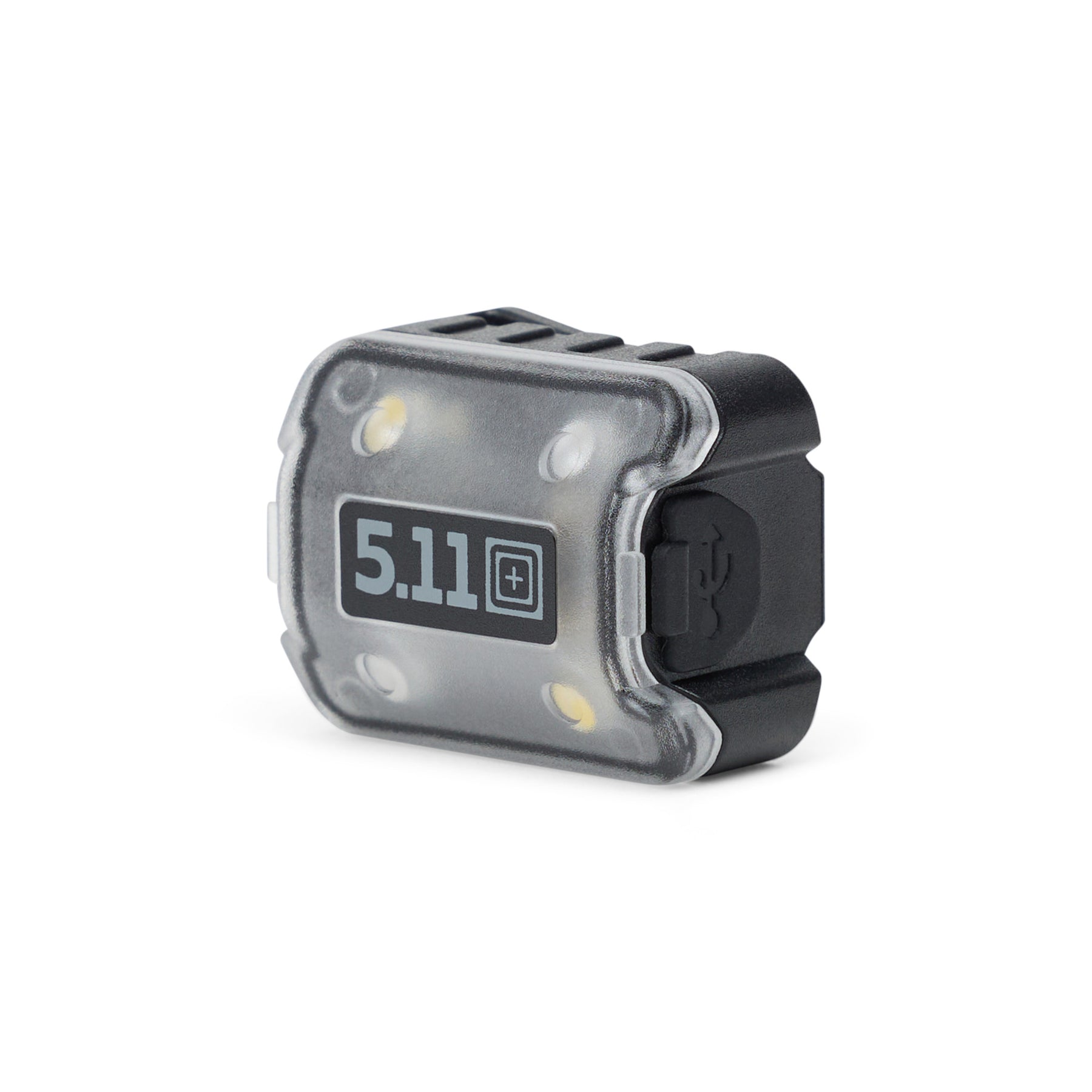 5.11 Deploy ML-USB Safety Segnalatore luminoso compatto ricaricabile tramite porta USB integrata protetta da tappo in gomma. Dispositivo di illuminazione di sicurezza con quattro LED e logo 5.11 frontale per alta visibilità in ambito tattico e outdoor.
