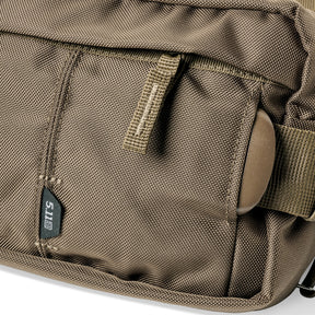 5.11 Tactical LV6 Waist Pack 2.0 marsupio tattico EDC da 3 litri in nylon 840D con cinghie di compressione laterali, tasca frontale con zip e scomparto posteriore a scomparsa, ideale per porto occulto CCW e uso outdoor.
