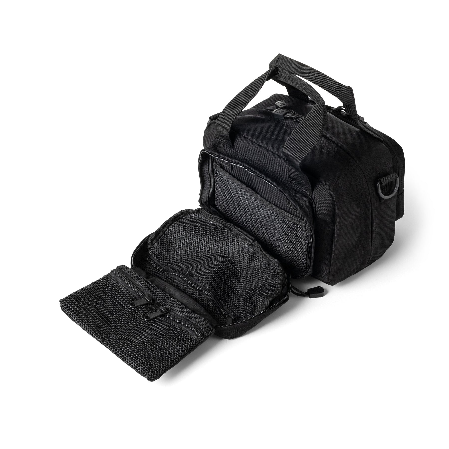 Borsa tattica 5.11 Small Kit Bag da 8 litri**, di colore nero, compatta e versatile per il trasporto di attrezzatura (Field Tested), con doppia maniglia superiore e tracolla a D per il trasporto