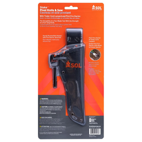 SOL Stoke Pivot Knife & Saw, coltello multiuso chiudibile con doppia lama, lama principale e seghetto pieghevole, manico nero e arancione per survival, campeggio e outdoor, su backpacco.it