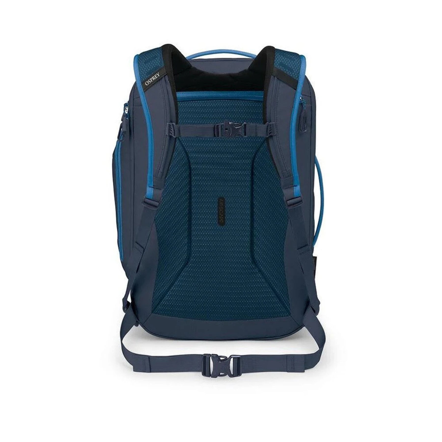 Osprey Transporter Travel Pack 44 zaino da viaggio da 44 litri con spallacci imbottiti, maniglia laterale e scomparti con cerniera in tessuto tecnico robusto. Ideale come bagaglio a mano per outdoor e trekking.