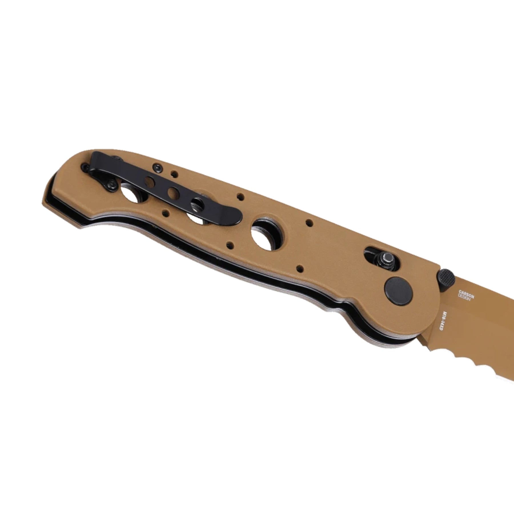 CRKT M16 Crossbar Lock coltello chiudibile tattico con lama tanto parzialmente seghettata in acciaio D2, meccanismo di blocco ambidestro e guancette forate alleggerite, ideale per EDC e uso operativo outdoor.