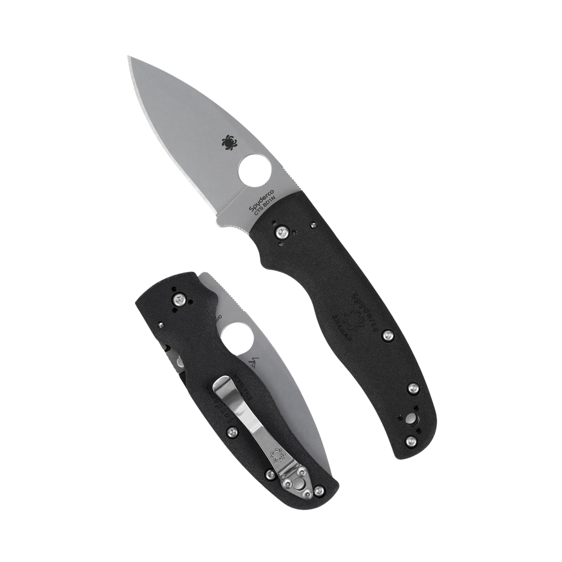 Spyderco Shaman Lightweight FRN coltello chiudibile EDC con lama in acciaio CTS BD1N foro SpyderHole blocco Compression Lock e impugnatura ergonomica in nylon rinforzato con fibra di vetro per uso quotidiano e outdoor