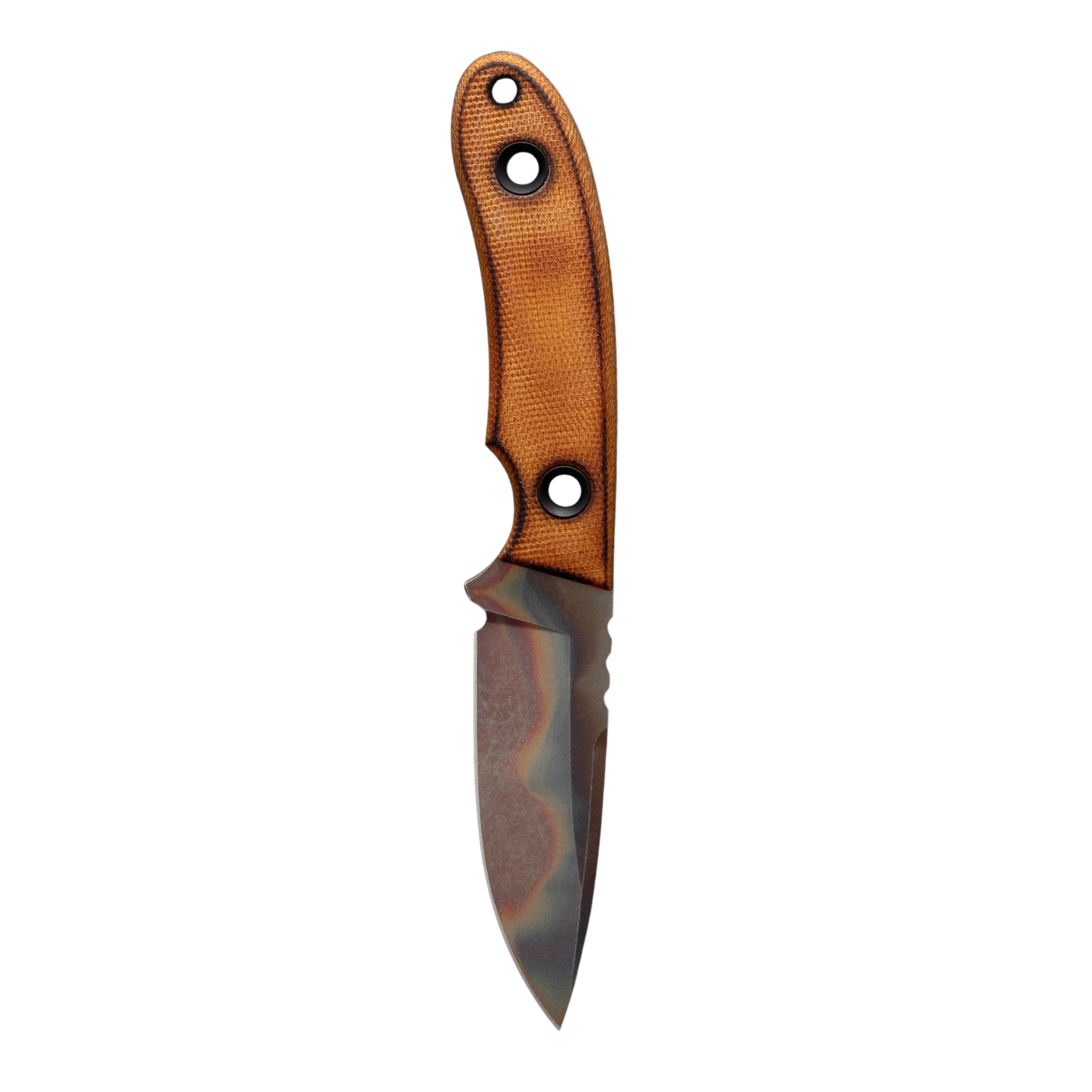 TRC Knives Kosmos Post Apo coltello a lama fissa in edizione limitata con finitura Apocalypse, guancette ergonomiche in micarta e foro per laccetto, ideale per bushcraft, outdoor ed escursionismo