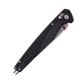 Coltello chiudibile EDC ACTA NON VERBA A300 con lama liscia stile drop point dal profilo dritto e sottile. Impugnatura ergonomica zigrinata ad alto grip dotata di meccanismo di blocco e pulsante di sicurezza laterale. Ideale per porto quotidiano ed escursionismo.