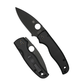 Spyderco Shaman G-10 coltello chiudibile EDC  con foro Round Hole impugnatura ergonomica sagomata con guancette in G-10 e blocco Compression Lock per outdoor e lavoro quotidiano su sfondo bianco