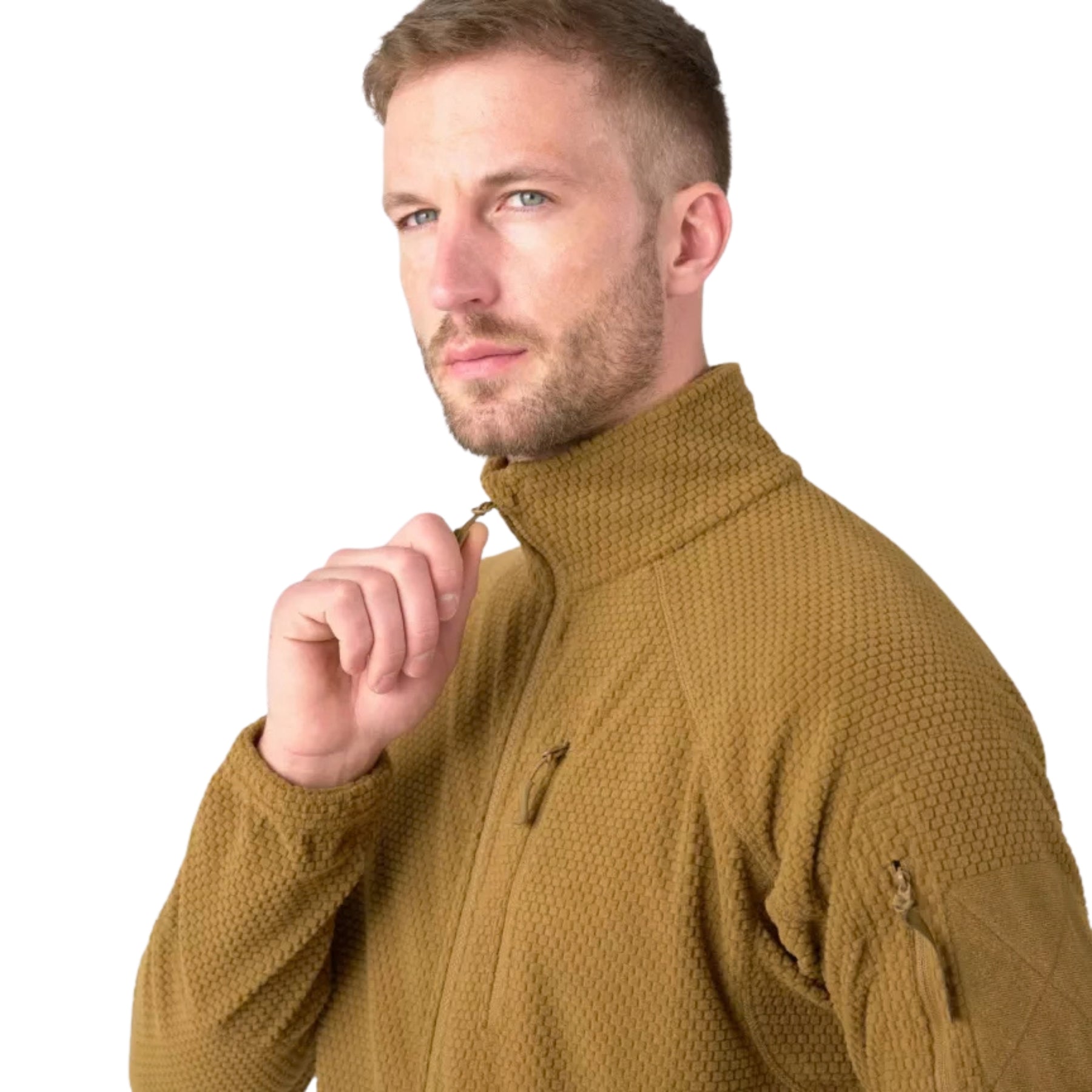 Helikon-Tex Alpha Tactical Jacket giacca tattica in pile leggero Grid Fleece con collo alto, zip intera YKK, tasche pettorali e pannelli a strappo sulle maniche per outdoor e softair