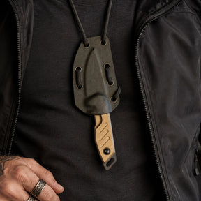 Extrema Ratio BFK NANO coltello a lama fissa neck knife compatto con lama drop point in acciaio, guancette ergonomiche sagomate e foro passante per cordino da porto al collo o EDC tattico