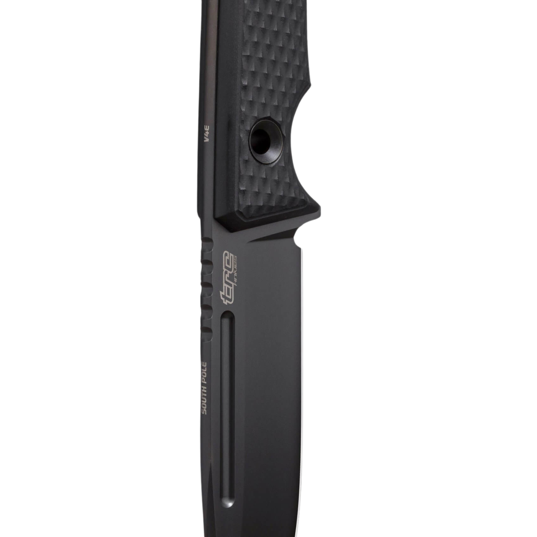 TRC South Pole DLC Black Coltello a lama fissa in acciaio Vanadis 4 extra con rivestimento DLC resistente all'usura e manico in G10. Include fodero Kydex con passante in nylon. Progettato per uso esterno e sopravvivenza in condizioni estreme.