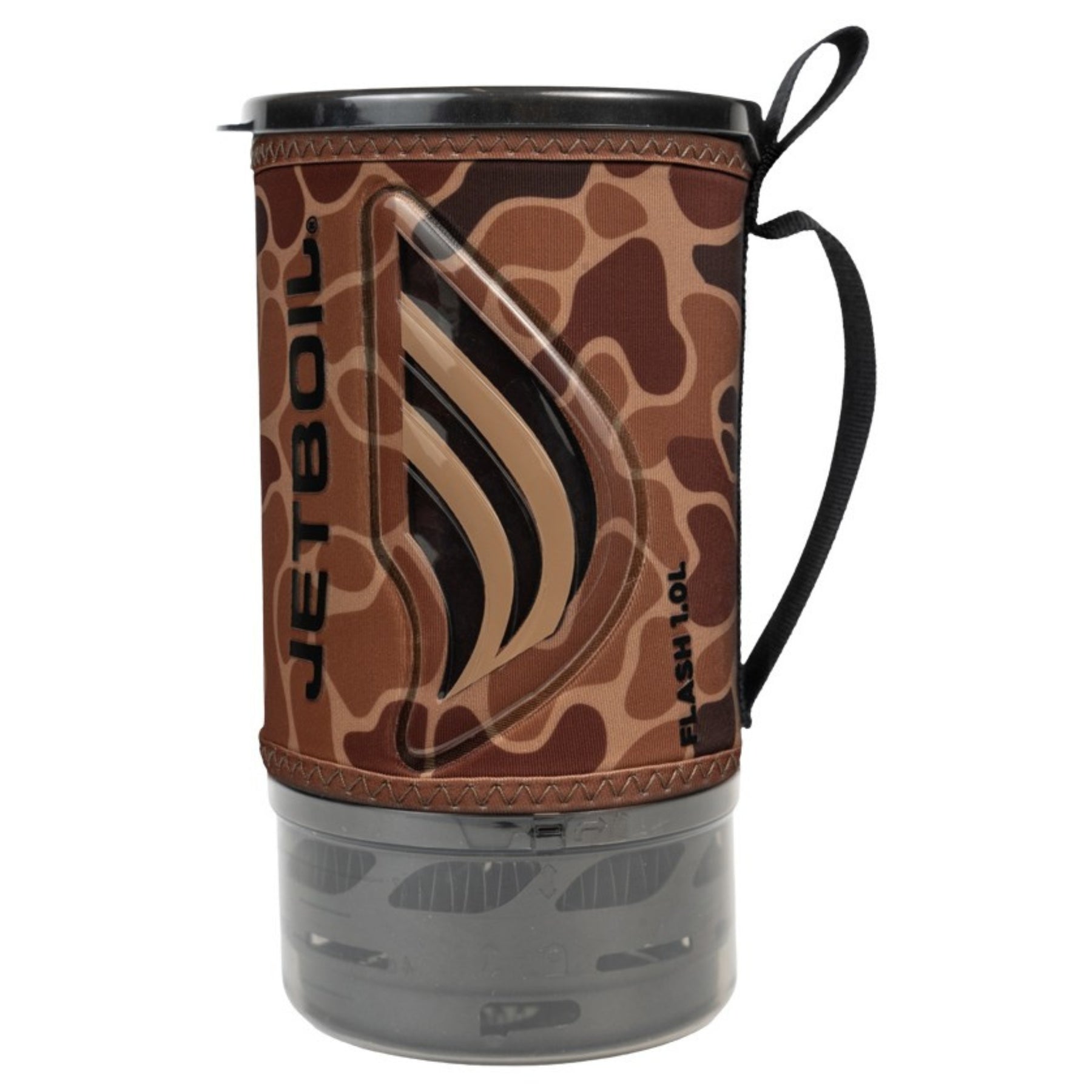 Jetboil Flash Fast Boil System fornello a gas da campeggio con tazza integrata da 1.0L munita di custodia isolante e indicatore termocromatico di ebollizione poggiato su cartuccia di combustibile Jetpower stabilizzata da treppiede per escursionismo e outdoor