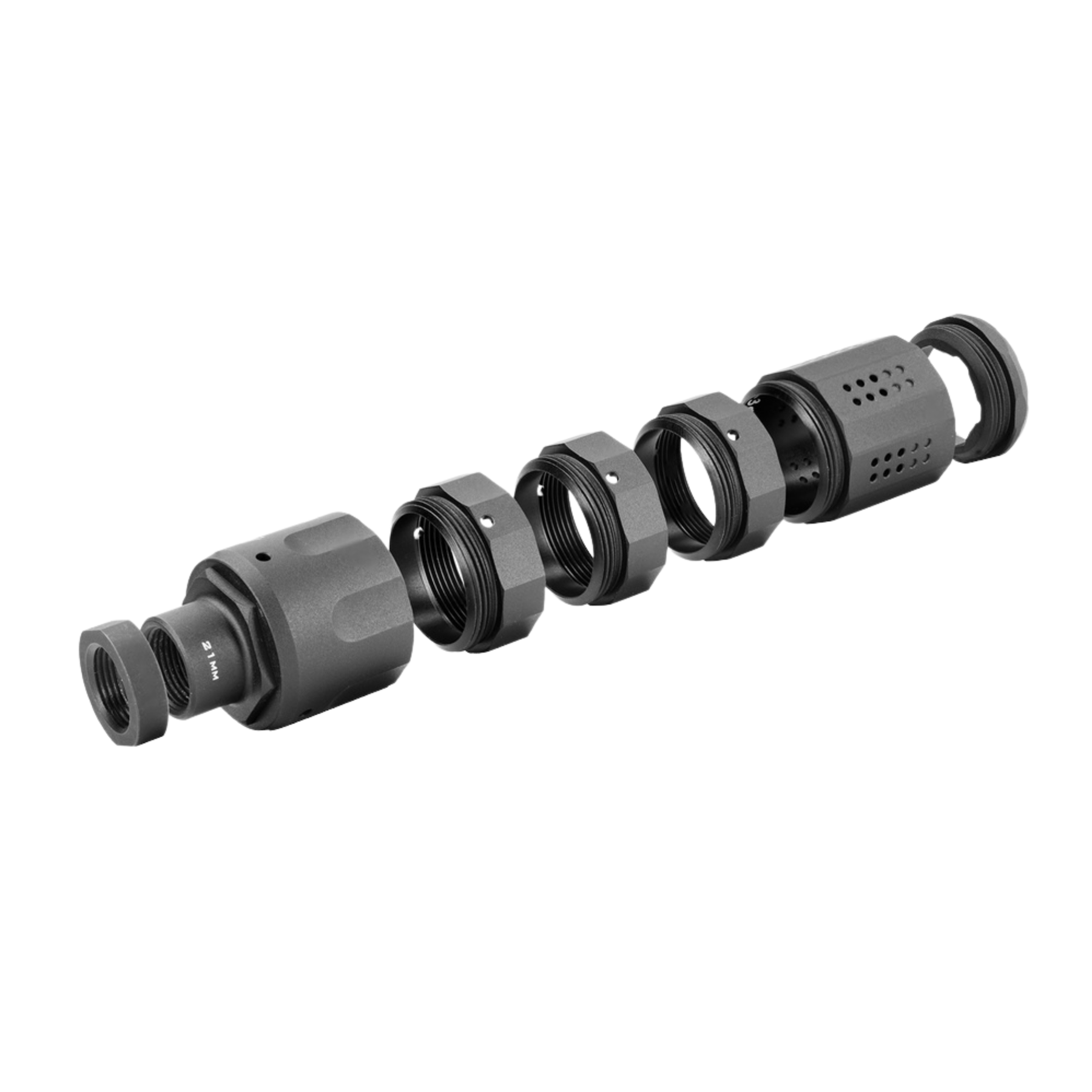 compensatore strike industries per pistola calibro 9mm accessorio tattico grigio metallo per riduzione rinculo e controllo volata