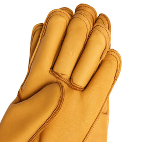 Crud Sweden Guanti Mitsuhiko 2.0 Re:Newool Lined invernali in pelle pieno fiore. Fodera interna in lana riciclata per massimo isolamento termico. Design artigianale robusto con polsino corto e asola in paracord. Ideali per bushcraft, lavori pesanti e protezione dal freddo.