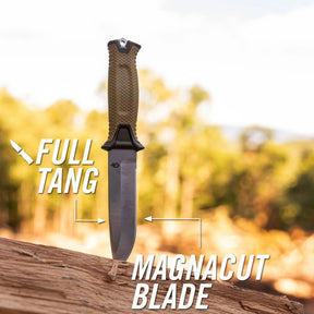 Gerber Strongarm MagnaCut coltello a lama fissa full tang in acciaio CPM MagnaCut con lama drop point e impugnatura testurizzata a diamante per sopravvivenza bushcraft e uso tattico outdoor