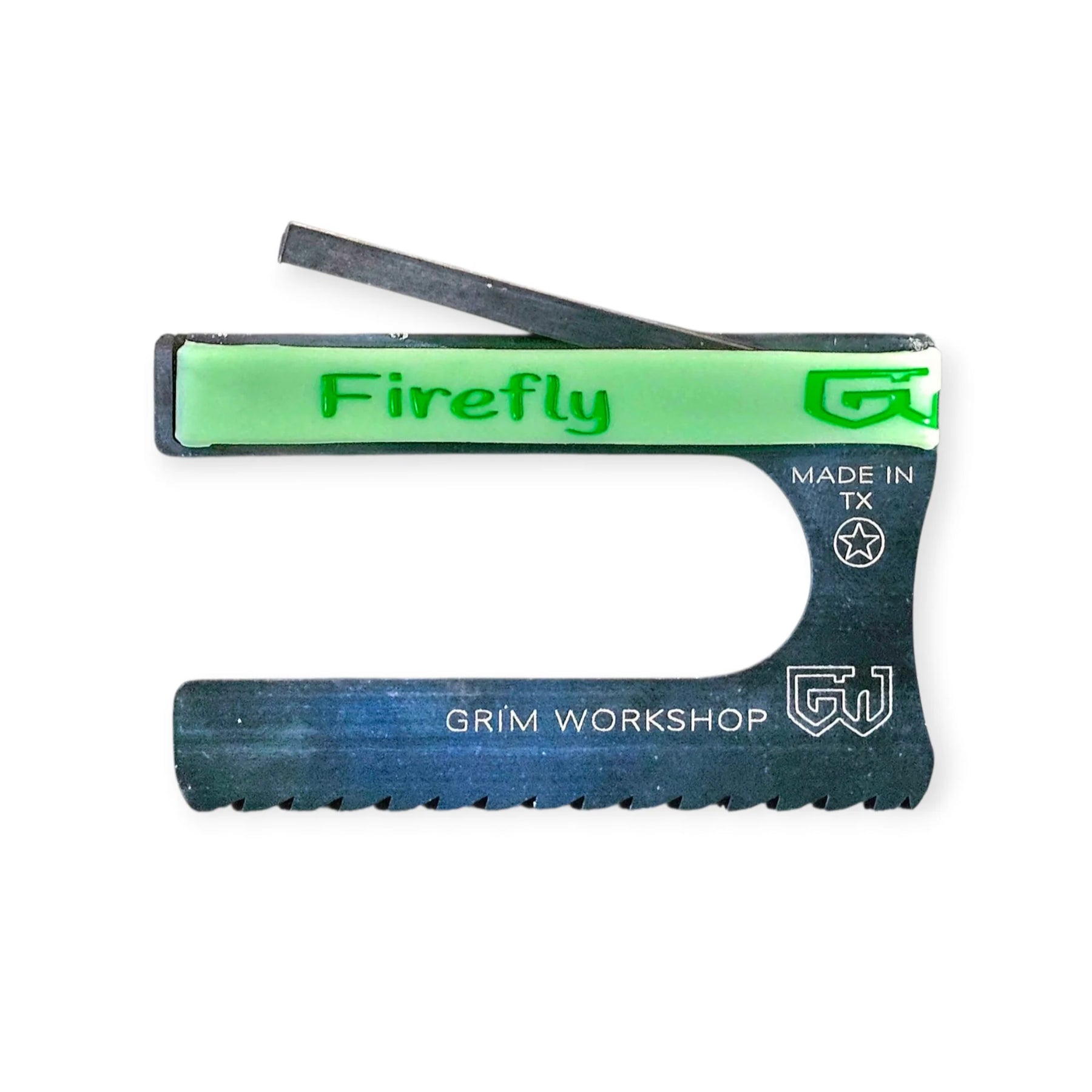 Grim Workshop Firefly Saw Card mini seghetto di emergenza con lama dentata e acciarino integrato in formato carta di credito per kit di sopravvivenza