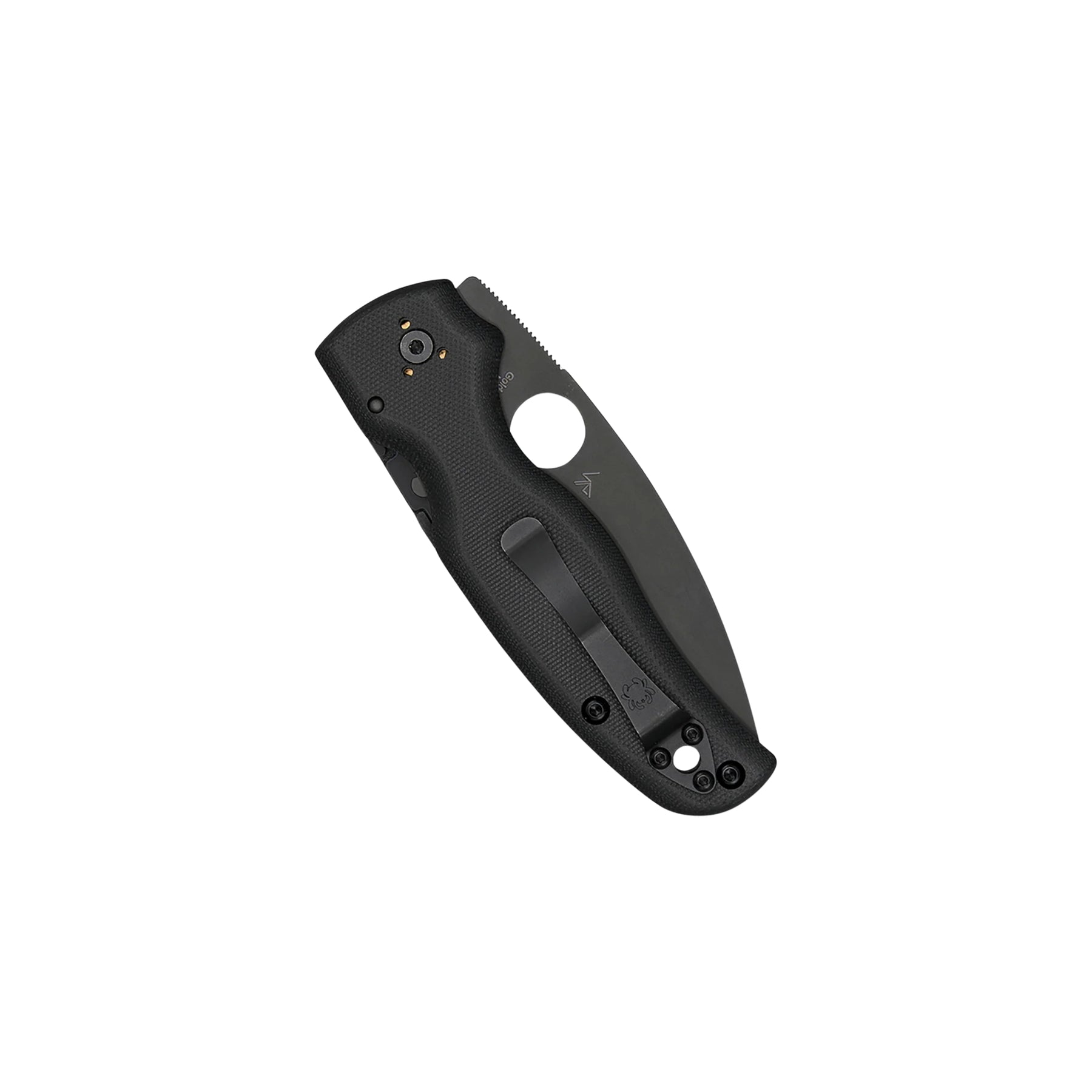 Spyderco Shaman G-10 coltello chiudibile EDC  con foro Round Hole impugnatura ergonomica sagomata con guancette in G-10 e blocco Compression Lock per outdoor e lavoro quotidiano su sfondo bianco
