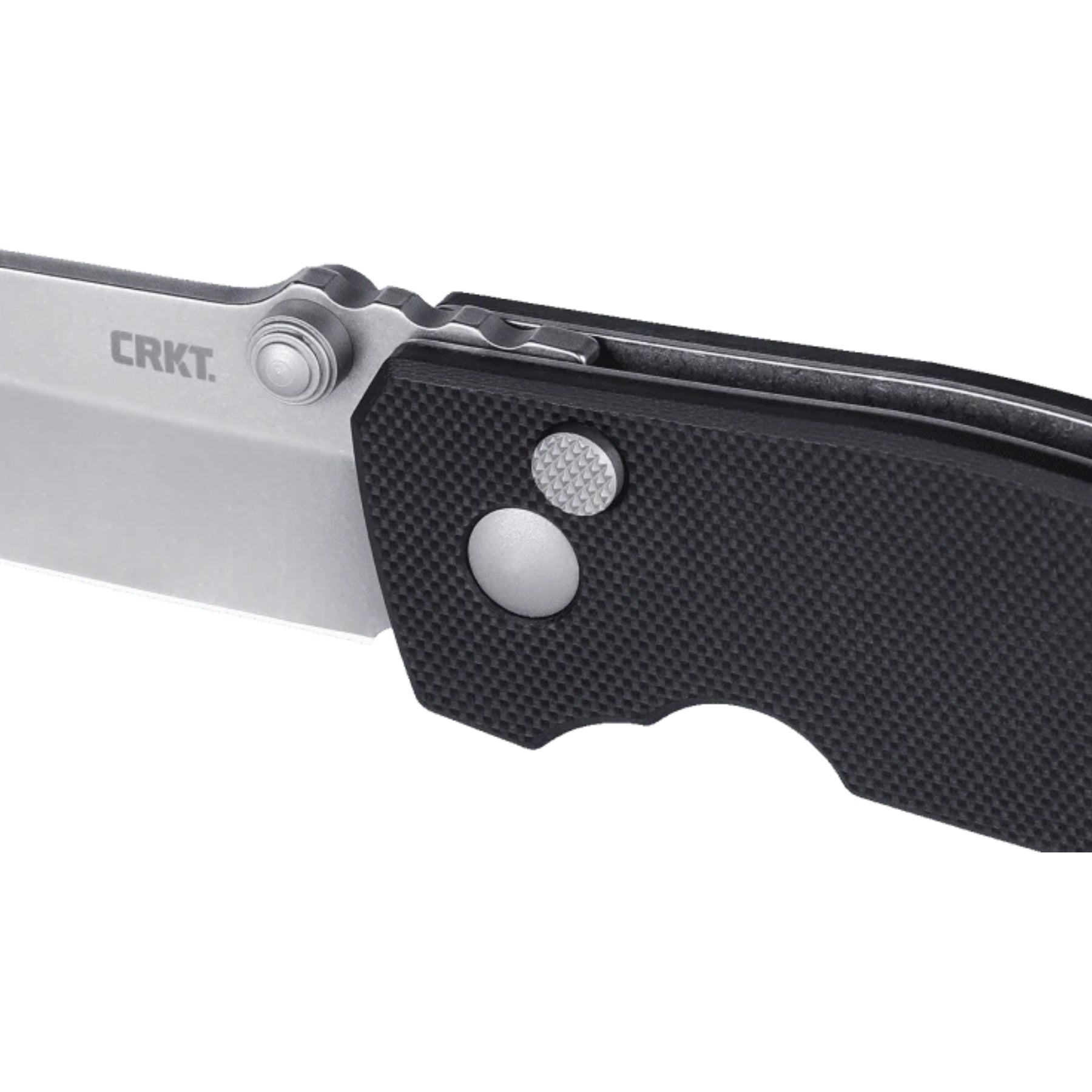 CRKT Squid Button Lock 2474 coltello chiudibile EDC con lama drop point stonewash, thumb stud per apertura rapida, meccanismo di sicurezza button lock e impugnatura ergonomica testurizzata con foro per cordino, ideale per escursionismo e outdoor.