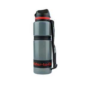 Water-to-Go Eco Active Bottle 75 cl borraccia filtrante con sistema di purificazione avanzato cinturino da polso integrato e chiusura di sicurezza ideale per attività outdoor escursionismo e sport.