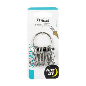 Nite Ize KeyRing S-Biner anello portachiavi con sei mini moschettoni a doppia leva per organizzazione e sicurezza chiavi in confezione originale