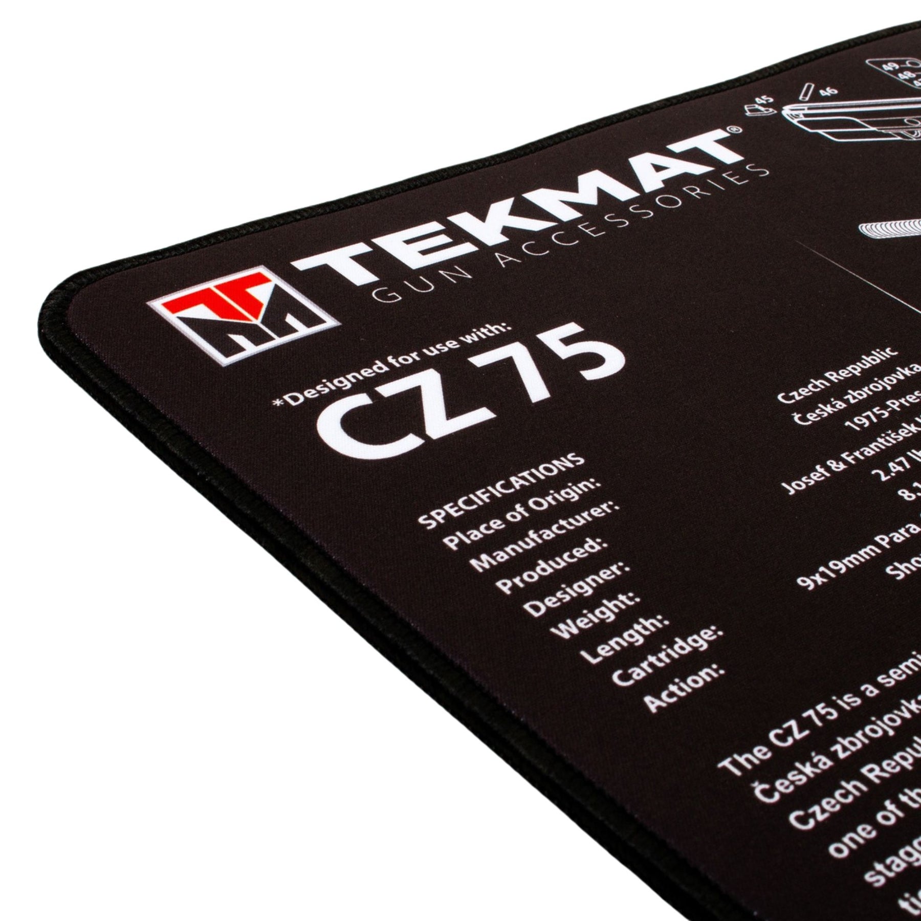 TEKMAT | CZ 75 ULTRA PREMIUM GUN CLEANING MAT - Tappetino per manutenzione armi - BackPacco - BP-TEKMAT-R20-CZ75