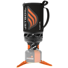 Jetboil Flash Fast Boil System fornello a gas da campeggio con tazza integrata da 1.0L munita di custodia isolante e indicatore termocromatico di ebollizione poggiato su cartuccia di combustibile Jetpower stabilizzata da treppiede per escursionismo e outdoor