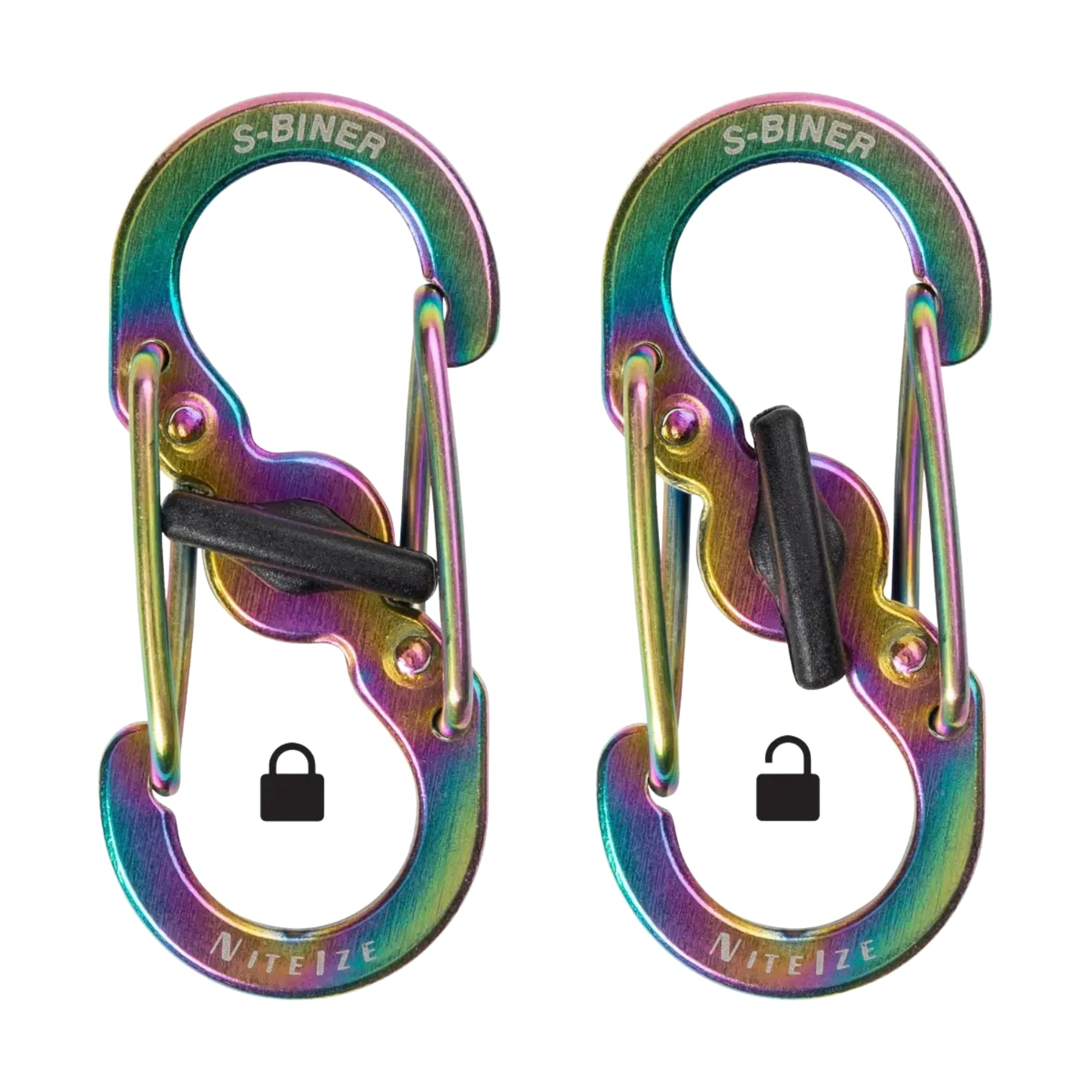 Nite Ize Bigfoot Locker Keyrack Stainless Steel moschettone portachiavi a forma di impronta con cinque piccoli S-Biner MicroLock con blocco, chiusura di sicurezza a scorrimento centrale per organizzazione chiavi e attrezzatura EDC