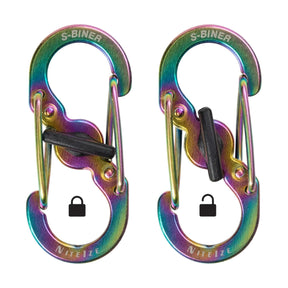 Nite Ize Bigfoot Locker Keyrack Stainless Steel moschettone portachiavi a forma di impronta con cinque piccoli S-Biner MicroLock con blocco, chiusura di sicurezza a scorrimento centrale per organizzazione chiavi e attrezzatura EDC