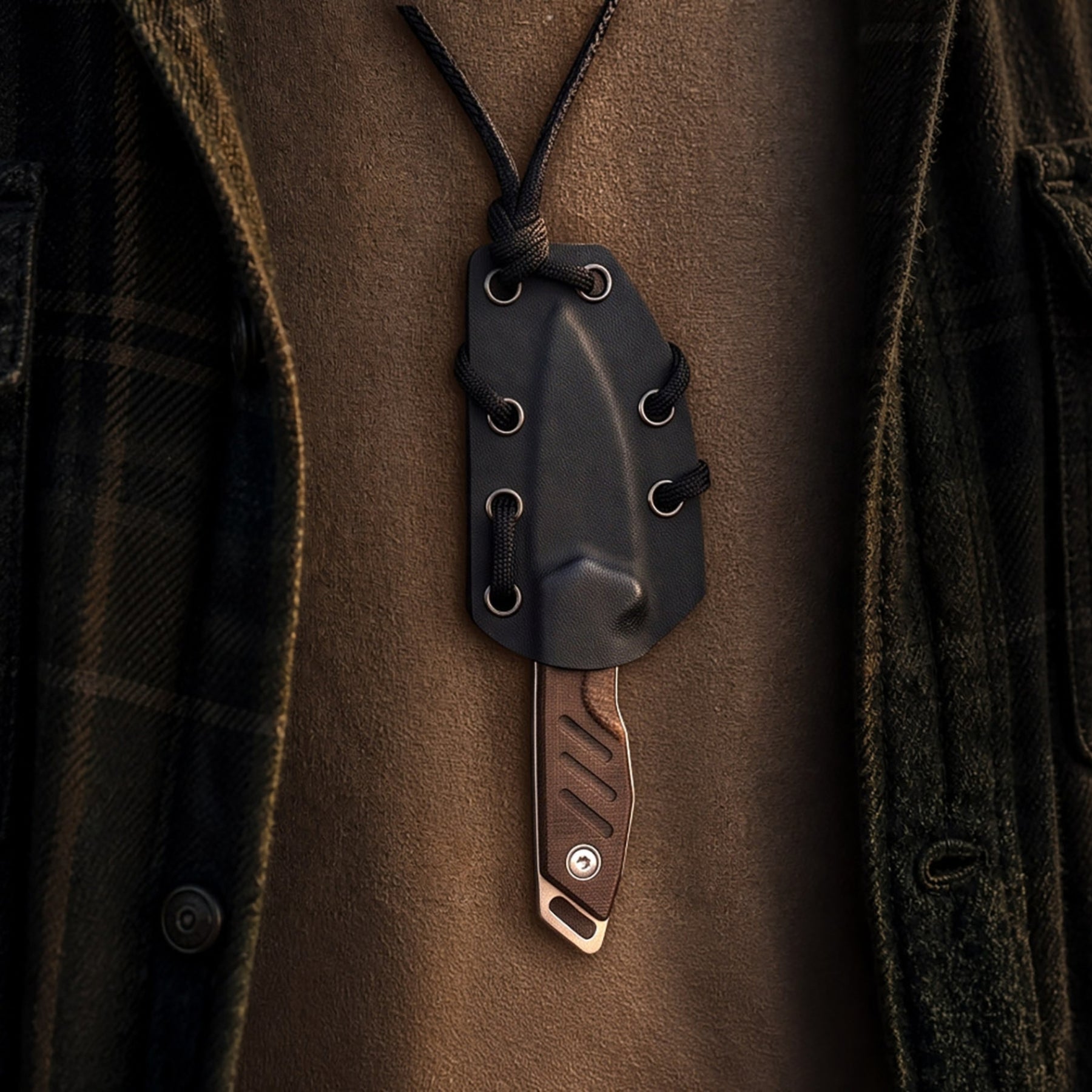 Extrema Ratio BFK NANO coltello a lama fissa neck knife compatto con lama drop point in acciaio, guancette ergonomiche sagomate e foro passante per cordino da porto al collo o EDC tattico