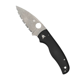 Spyderco Shaman G-10 coltello chiudibile EDC  con foro Round Hole impugnatura ergonomica sagomata con guancette in G-10 e blocco Compression Lock per outdoor e lavoro quotidiano su sfondo bianco