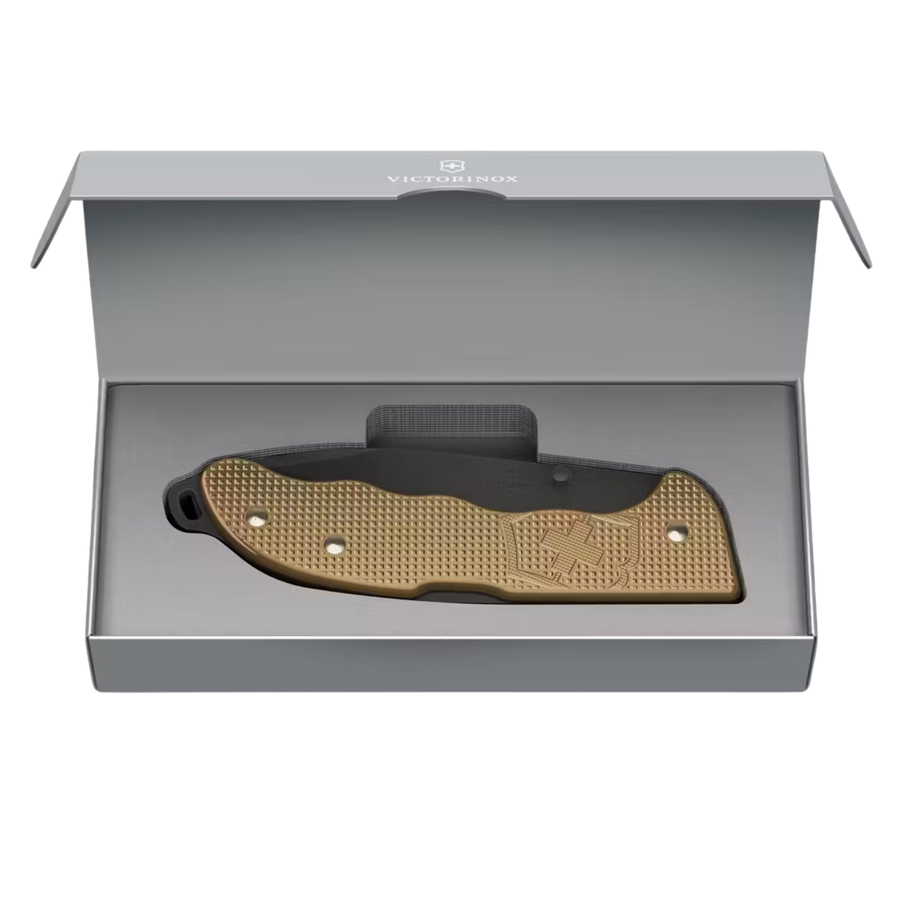 Victorinox Evoke BS Alox coltello chiudibile con lama liscia nera, perno per apertura a una mano rimovibile e guance in alluminio zigrinato ed ergonomico con iconico scudo per outdoor e survival.