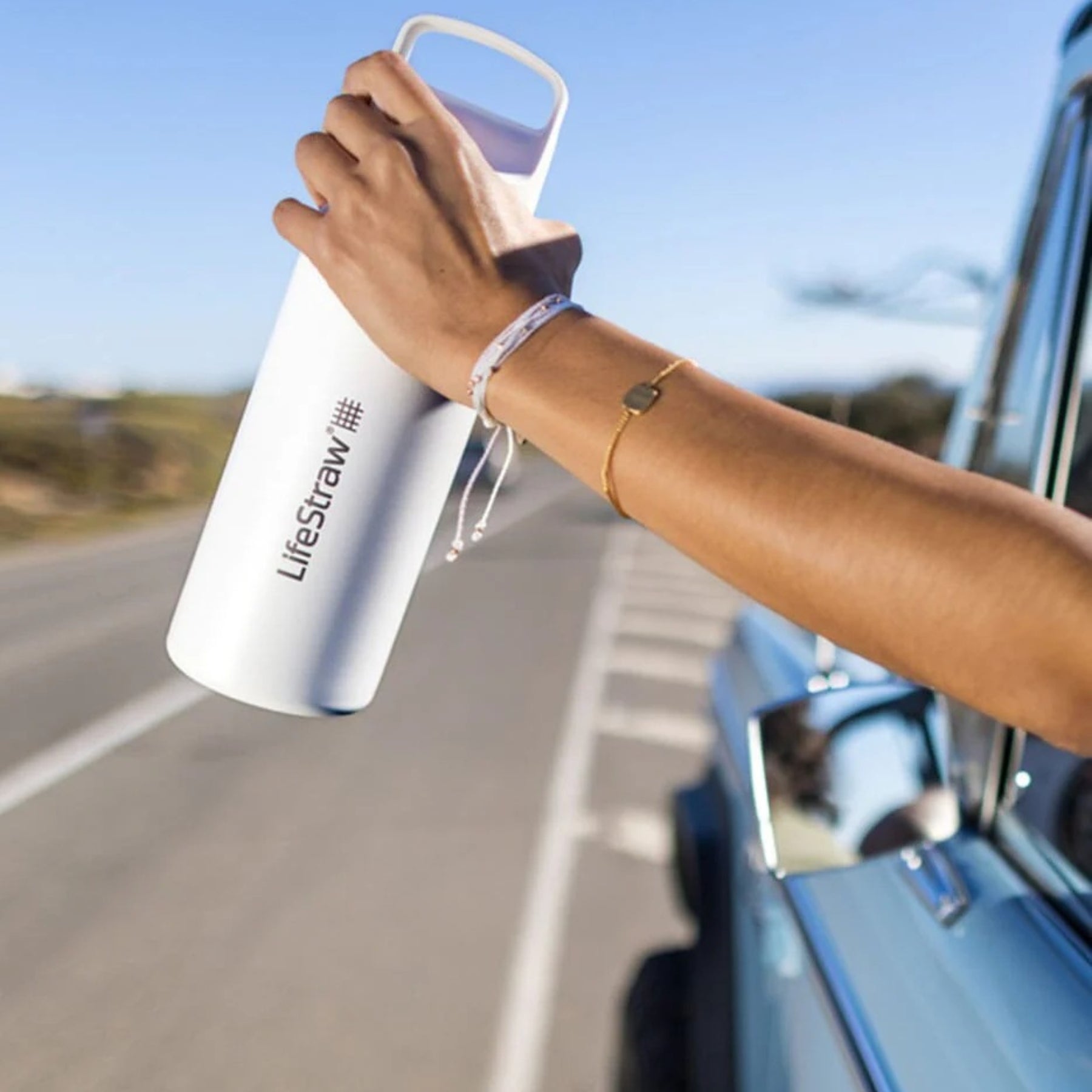 LIFESTRAW | GO SERIES STAINLESS STEEL - Borraccia filtrante isolata - BackPacco - BP-LIFESTRAW-LGV425BKWW