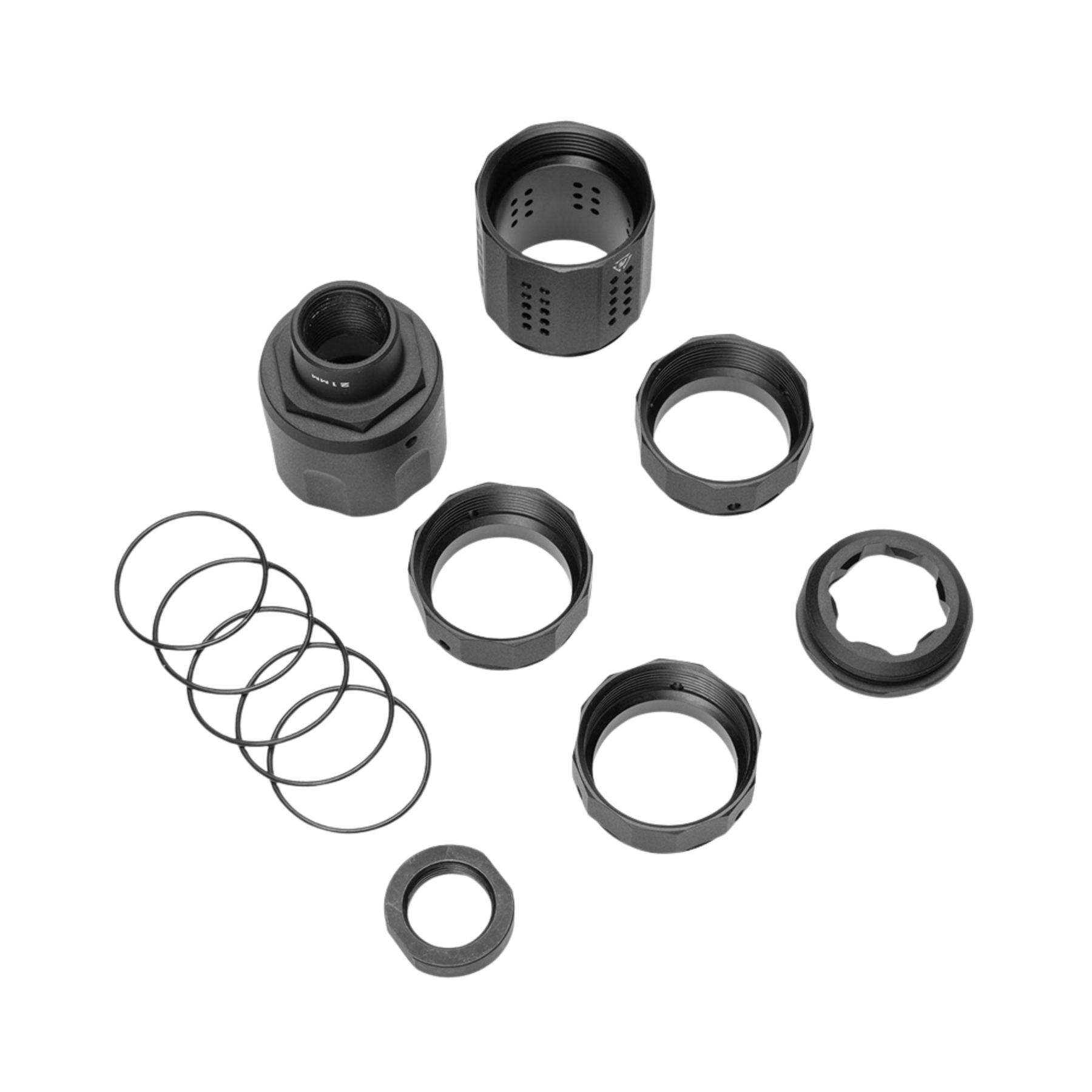 compensatore strike industries per pistola calibro 9mm accessorio tattico grigio metallo per riduzione rinculo e controllo volata