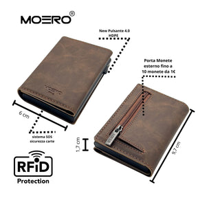 MOERO | PRO ZIP VINTAGE DARK BROWN - BROWN - Portafoglio