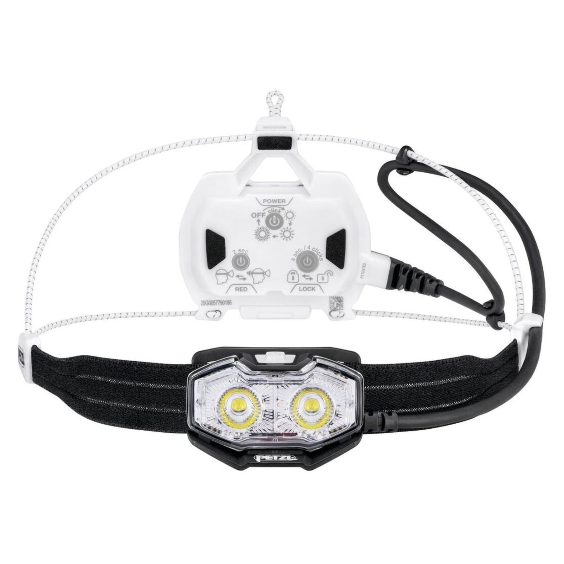 Petzl NAO LT torcia frontale ricaricabile da 600 lumen, fascia ergonomica, luce posteriore rossa e pacco batteria posteriore USB, progettata per trail running, alpinismo e ultra-running.
